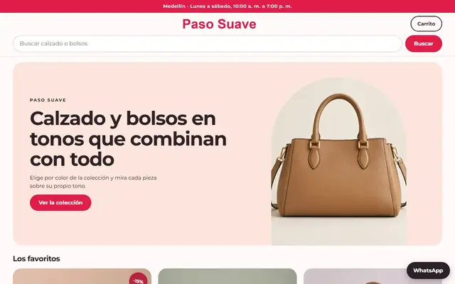 Tienda de ejemplo con la plantilla Calzado y Bolsos