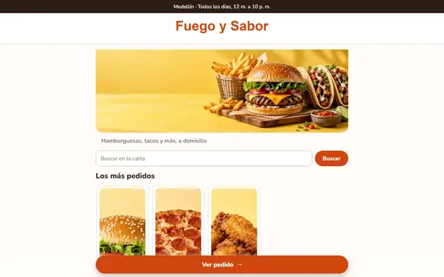 Tienda de ejemplo con la plantilla Carta Digital