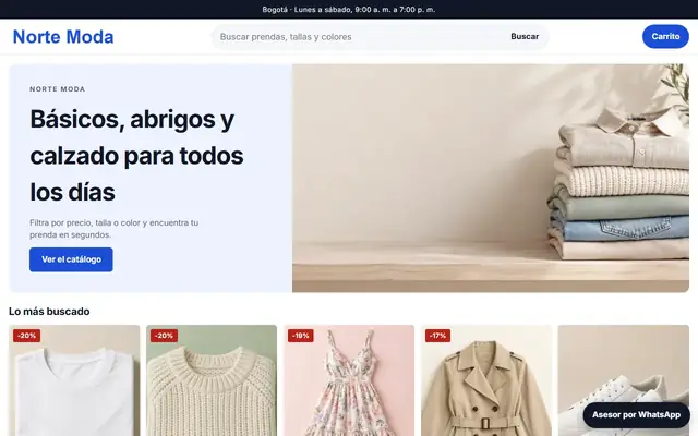Tienda de ejemplo con la plantilla Moda Catálogo