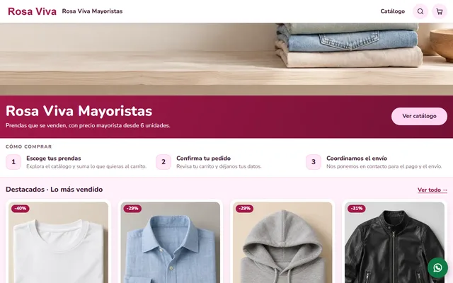 Tienda de ejemplo con la plantilla Ropa Mayorista