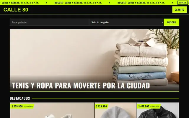 Tienda de ejemplo con la plantilla Urbano Calle