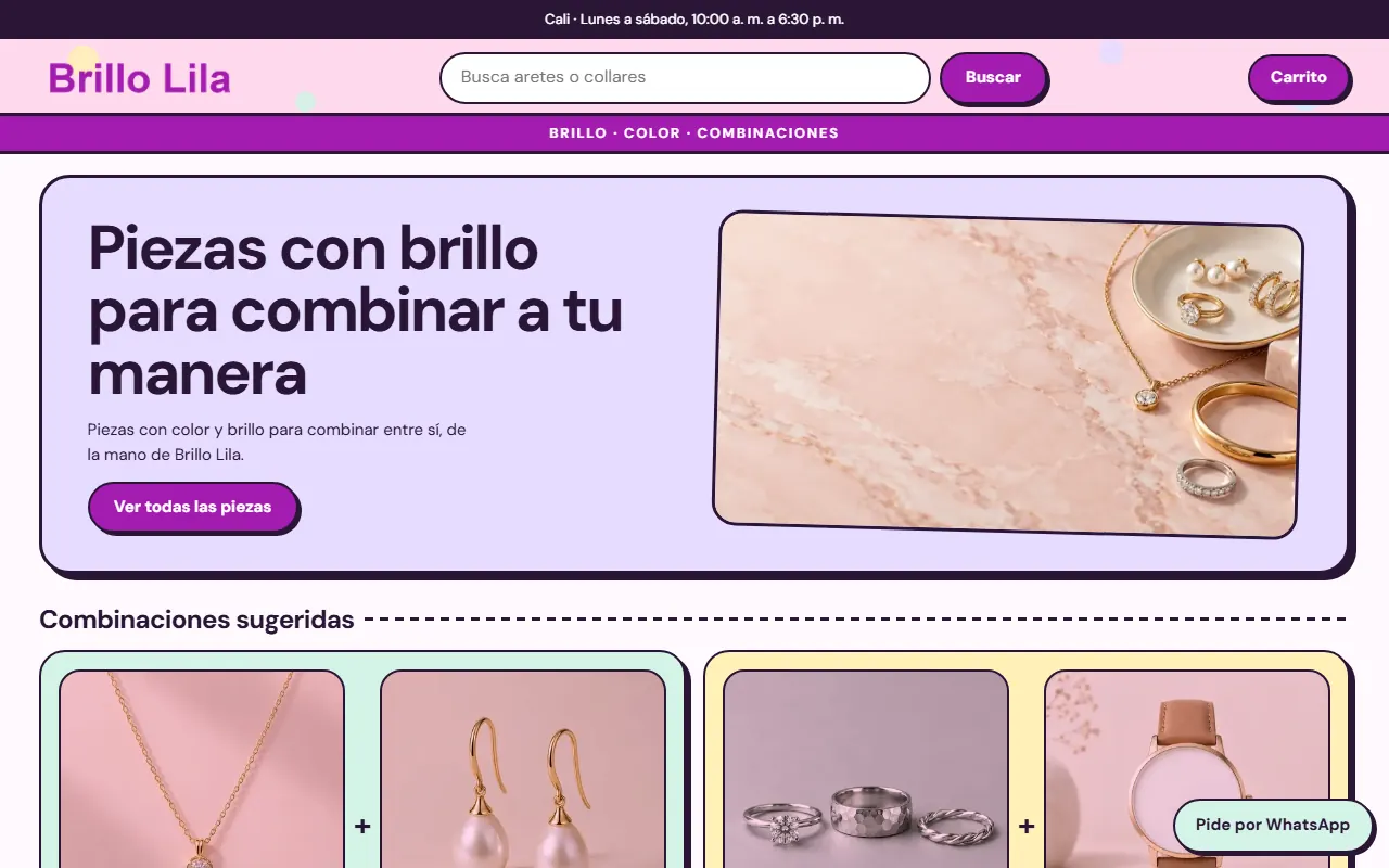 Tienda de ejemplo con la plantilla Bisutería Colorida