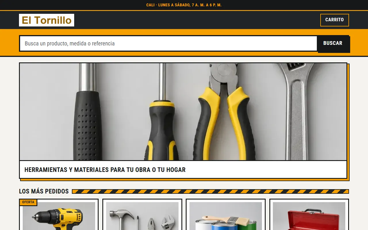 Tienda de ejemplo con la plantilla Ferretería Catálogo