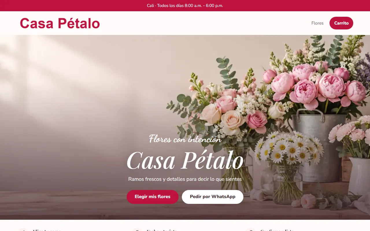 Tienda de ejemplo con la plantilla Floristería